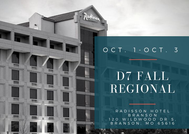 Image of hotel with blue background, and information regarding Fall Regional date and location
